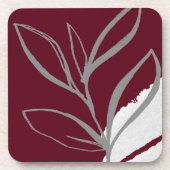 ブルゴーニュ&グレーミニマリストウォーター葉カラー コースター