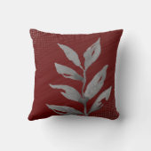 ブルゴーニュ&グレー抽象芸術シンプルウォーターカラーリーフ クッション (裏面)