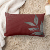 ブルゴーニュ&グレー抽象芸術シンプルウォーターカラーリーフ ランバークッション (ブランケット)