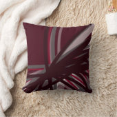 ブルゴーニュ&グレー抽象芸術リニアデザイン クッション (ブランケット)