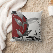 ブルゴーニュ&グレー抽象芸術禅水色リーフ クッション (ブランケット)
