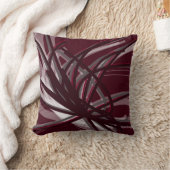 ブルゴーニュ&グレー芸術的抽象芸術リボンデザイン クッション (ブランケット)