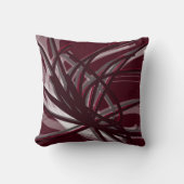 ブルゴーニュ&グレー芸術的抽象芸術リボンデザイン クッション (正面)