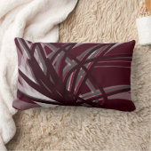 ブルゴーニュ&グレー芸術的抽象芸術リボンデザイン ランバークッション (ブランケット)