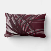 ブルゴーニュ&グレー芸術的抽象芸術リボンデザイン ランバークッション (正面)