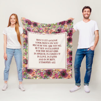 ブルゴーニュ・コーラルフローラバイブル聖歌隊ティモシー青年 フリースブランケット