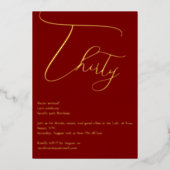 ブルゴーニュ&ゴールドフォイル30th誕生日招待状 箔招待状 (正面)