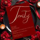 ブルゴーニュ&ゴールドフォイル40th誕生日招待状 箔招待状