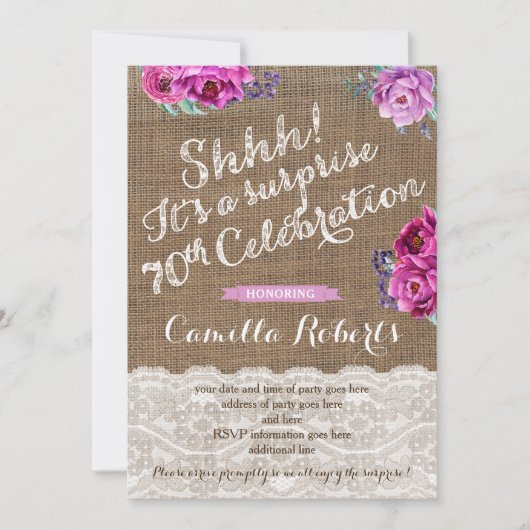 ブルゴーニュ・サプライズ70バースデーパーティ招待状 招待状 (正面)