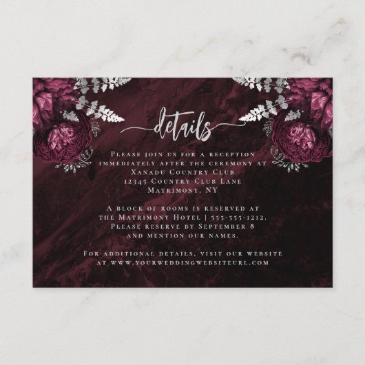 ブルゴーニュ・シルバーフローラ結婚スクリプトの詳細 エンクロージャーカード (正面)