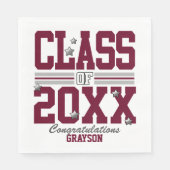 ブルゴーニュ|シルバー卒業生クラス年 スタンダードランチョンナプキン (正面)