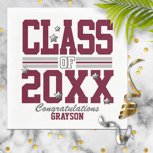 ブルゴーニュ|シルバー卒業生クラス年 スタンダードランチョンナプキン