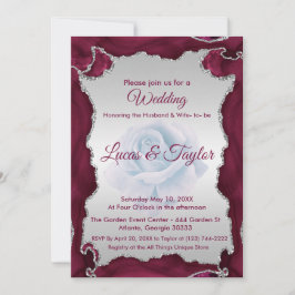 ブルゴーニュ&シルバー結婚式招待状 招待状