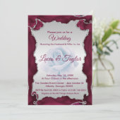 ブルゴーニュ&シルバー結婚式招待状 招待状 (スタンド正面)