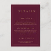 ブルゴーニュ&シンプル金ゴールドフォーマルの結婚詳細 エンクロージャーカード (正面)