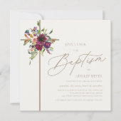 ブルゴーニュ&ソフトアイボリーフローラクロスバプテスマ 招待状 (正面)