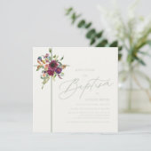 ブルゴーニュ&ソフトグリーンフローラクロスバプテスマ 招待状 (スタンド正面)