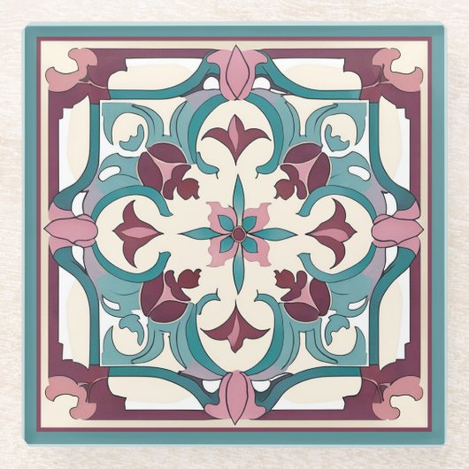 ブルゴーニュ・タイル ガラスコースター (正面)