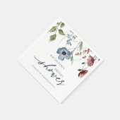 ブルゴーニュ&ダスティブルーワイルドフラワーズブライダルシャワー スタンダードカクテルナプキン (角)