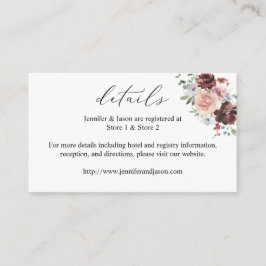 ブルゴーニュ&ダスティー赤面ピンク5フローラ詳細SM エンクロージャーカード