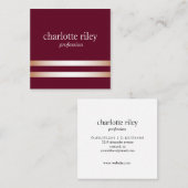 ブルゴーニュ |ダブルバラストライプ金ゴールドスタイリッシュ スクエア名刺 (正面/裏面)