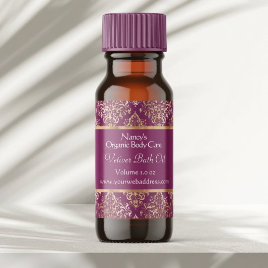 ブルゴーニュ・ダマスク&金ゴールドフォイル石鹸の化粧品ラベル4 スクエアシール