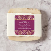 ブルゴーニュ・ダマスク&金ゴールドフォイル石鹸の化粧品ラベル4 スクエアシール