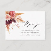 ブルゴーニュ・テラコッタ結婚フラワーズWebサイトRSVP エンクロージャーカード (正面)