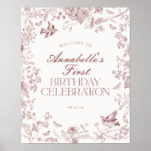 ブルゴーニュ・トイルフローラ誕生日パーティー歓迎サイン ポスター (正面)