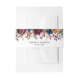 ブルゴーニュ&ネイビーオレンジ秋フローラ2 招待状ベリーバンド