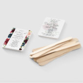 ブルゴーニュ&ネイビーピンク赤面フローラ結婚式 プログラム ハンドファン (組立なし)