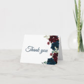 ブルゴーニュ&ネイビーフラワーズ素朴ブライダルシャワー サンキューカード (正面)