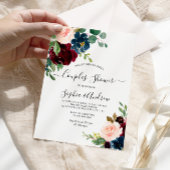 ブルゴーニュ&ネイビーフローラカップルシャワー招待状 招待状