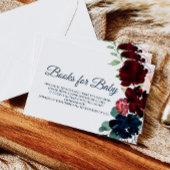 ブルゴーニュ&ネイビーフローラブックベビーカード エンクロージャーカード