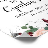 ブルゴーニュ&ネイビーフローラブライダルシャワーウェルカムサイン ポスター (角)