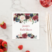 ブルゴーニュ&ネイビーフローラブライダルシャワー スタンダードカクテルナプキン (インサイチュ)