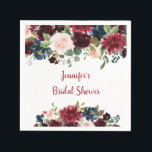 ブルゴーニュ&ネイビーフローラブライダルシャワー スタンダードカクテルナプキン<br><div class="desc">デザインは美しいブルゴーニュ、海軍、梅水色の花を特徴とする。このデザインは秋ブライダルシャワーに最適だ。</div>