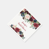 ブルゴーニュ&ネイビーフローラブライダルシャワー スタンダードカクテルナプキン (角)