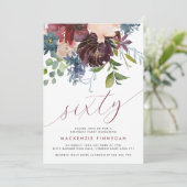 ブルゴーニュ&ネイビーフローラ第60回スクリプトバースデーパーティー 招待状 (スタンド正面)