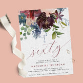 ブルゴーニュ&ネイビーフローラ第60回スクリプトバースデーパーティー 招待状