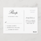 ブルゴーニュ&ネイビーフローラ結婚式RSVP ポストカード (裏面)