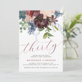 ブルゴーニュ&ネイビーフローラ30歳の誕生日パーティー 招待状 (スタンド正面)