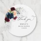 ブルゴーニュ&ネイビーブライダルシャワーギフトラベル フェイバータグ (正面)