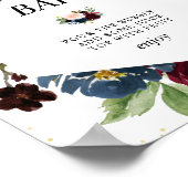 ブルゴーニュ&ネイビーブライダルシャワーミモサバー徴候 ポスター (角)