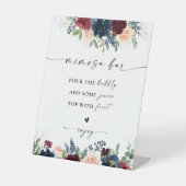 ブルゴーニュ&ネイビーブライダルシャワーミモサバー標識 台座サイン (正面)