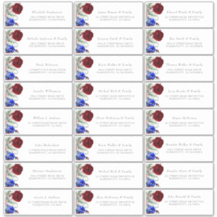 ブルゴーニュ&ネイビーブルーゲストネーム住所 シール