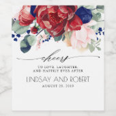 ブルゴーニュ&ネイビーブルーフローラボーホ ワインラベル (シングルラベル)