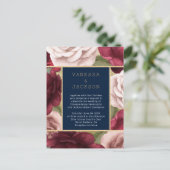 ブルゴーニュ&ネイビーブルー結婚式招待状 ポストカード (スタンド正面)