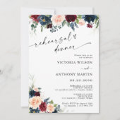 ブルゴーニュ&ネイビーリハーサルディナー招待状 招待状 (正面)