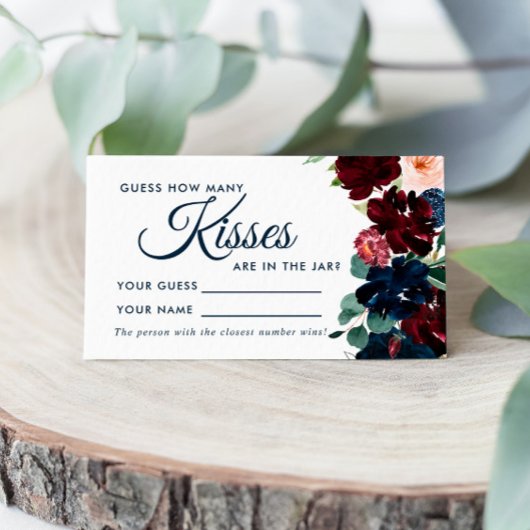 ブルゴーニュ&ネイビー何人のキスシャワーゲームカード プレイスカード